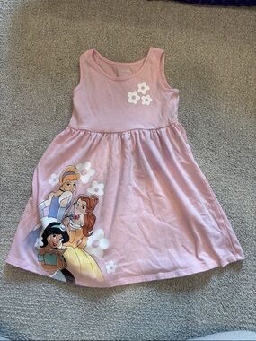jumping beans Disney Pink Princess Tank Dress with Floral Accents